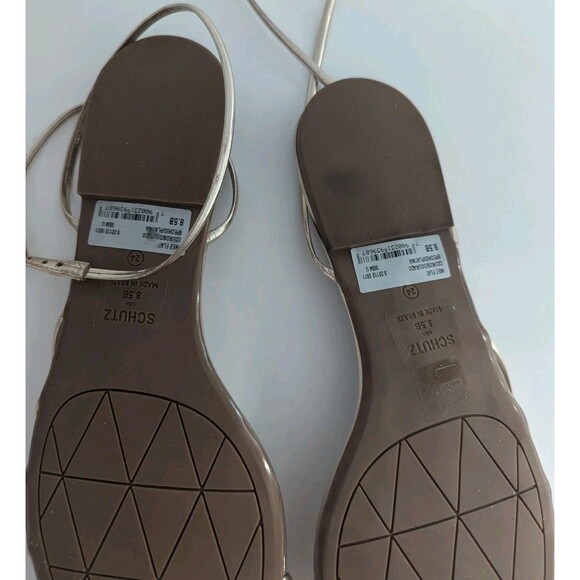 Schultz Inez Ankle Strap Sandal Size US 8.5 B Platina Gold Metallic Flat - Picture 7 of 10